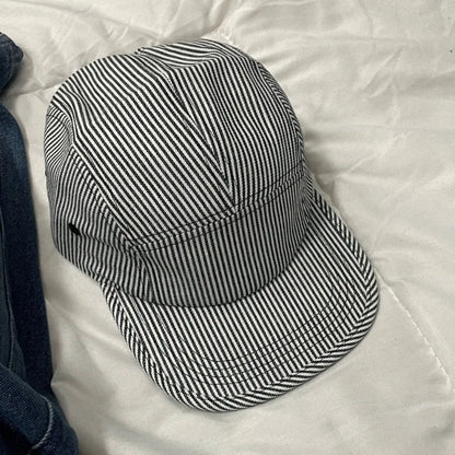 Ins Popular Striped 5-panel Baseball Cap Suitable for Four Seasons Street Versatile Fashion Flat-brimmed Hats for Men and Women