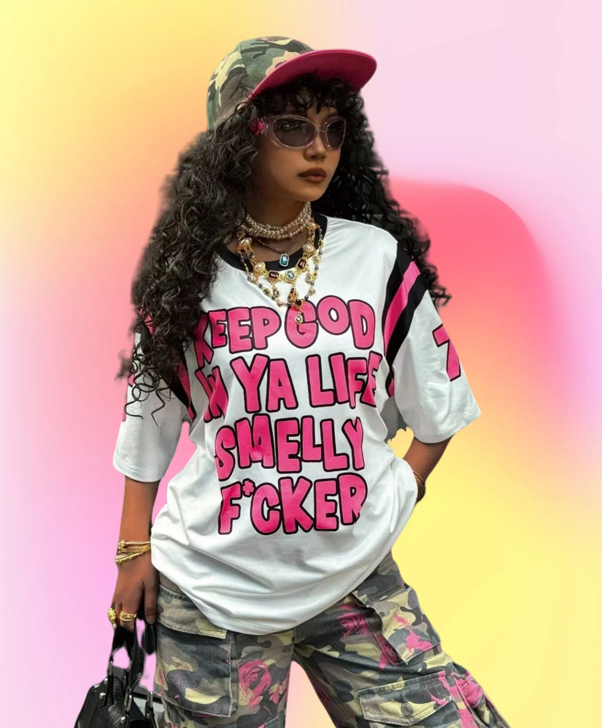 Printed V-neck Summer T-shirt