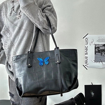 Y2k Aesthetic Women Vintage Tote Bags Sweet Butterfly All Match Chic Underarm Bag Casual High-capacity Fashion Shoulder Handbags