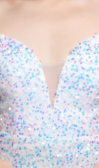 Sequined Plunge Midi Dress