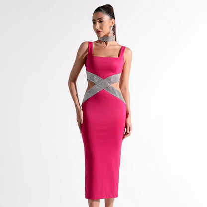 Sparkling Diamonds Midi Party Dress