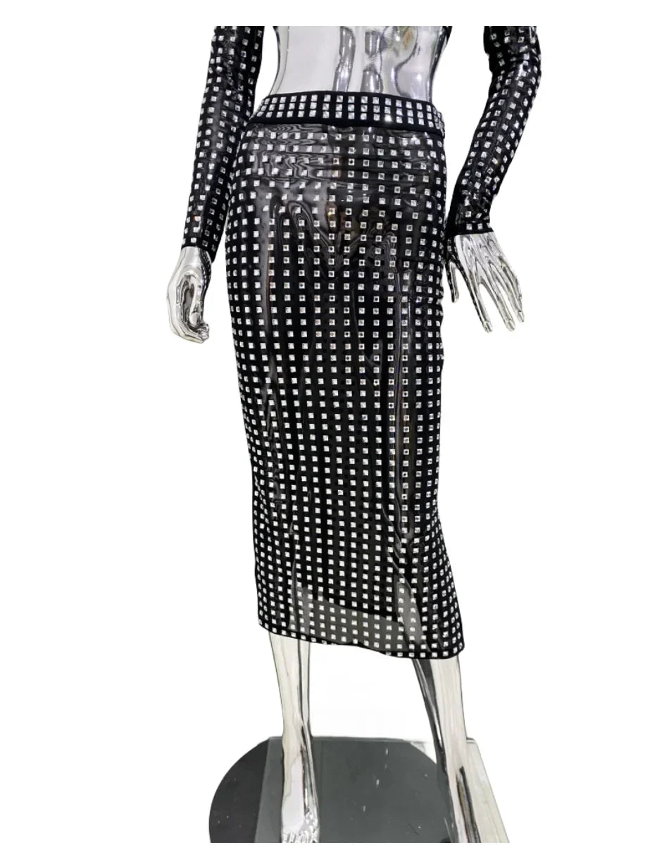 Mesh Top Skirt Sparkling Party Dress