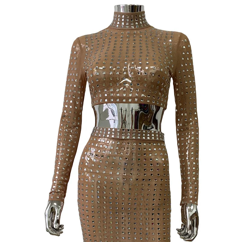 Mesh Top Skirt Sparkling Party Dress