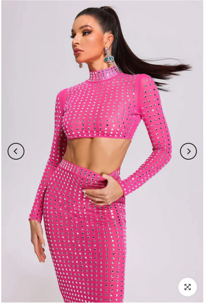 Mesh Top Skirt Sparkling Party Dress