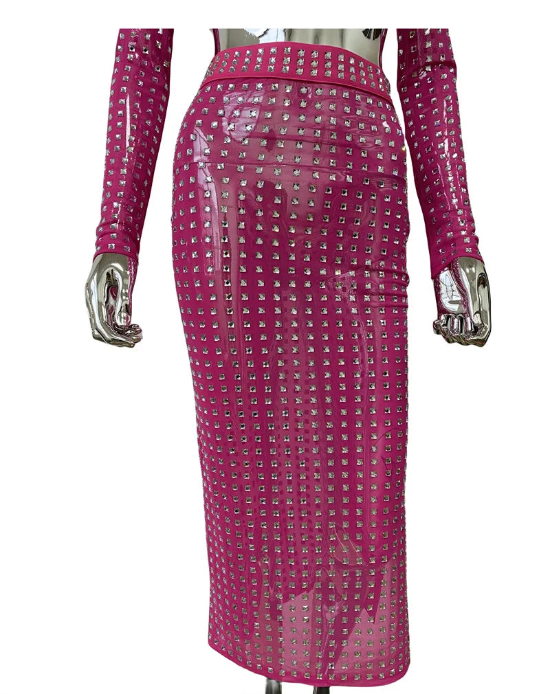 Mesh Top Skirt Sparkling Party Dress