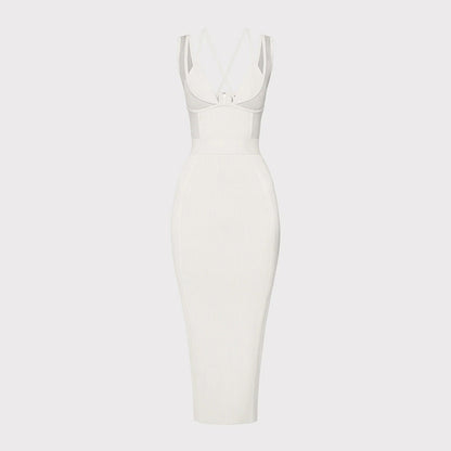 Strappy Sleeveless Midi Mesh Bandage Dress SW6568