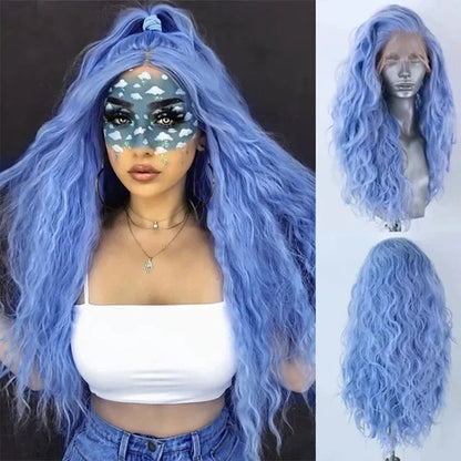 Marquesha 13*4 Curly Synthetic Lace Front Wig for Women Glueless Heat Resistant Fiber Gloden Blonde Lace Wig