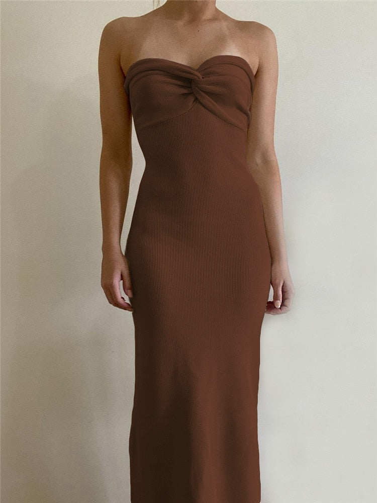 Knit Twisted Stylish Tube Midi Dress