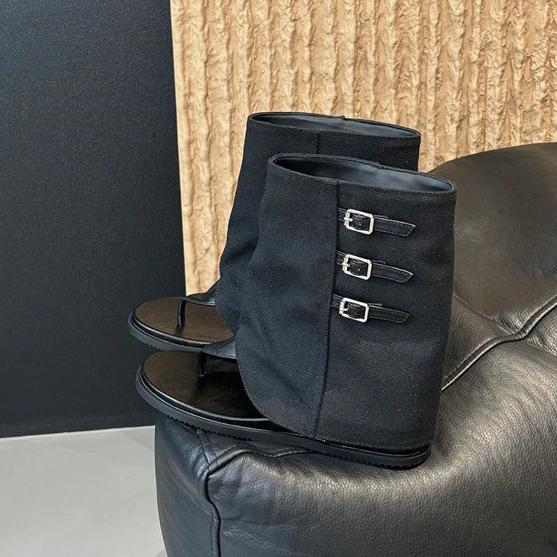 New Fashion Open Toe Women Ankle Sandals Boots With Height Increasing Footwear Ladies Short Booties Shoes Female Flip flops