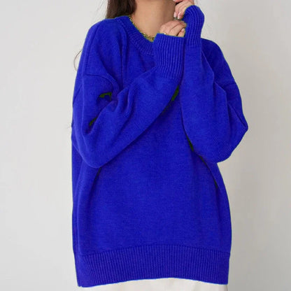 Solid Thicken Knitted Sweaters Women Loose O-neck Long Sleeve Female Pullovers Autumn Winter Fashion New Chic Lady Outwears