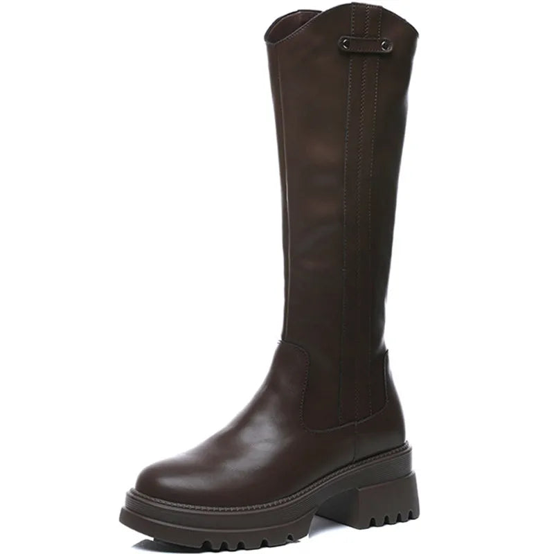 Women Boots Winter New Large Size Genuine Leather Women Long Boots Western Cowboy Boots Ladies Keep Warm Shoes