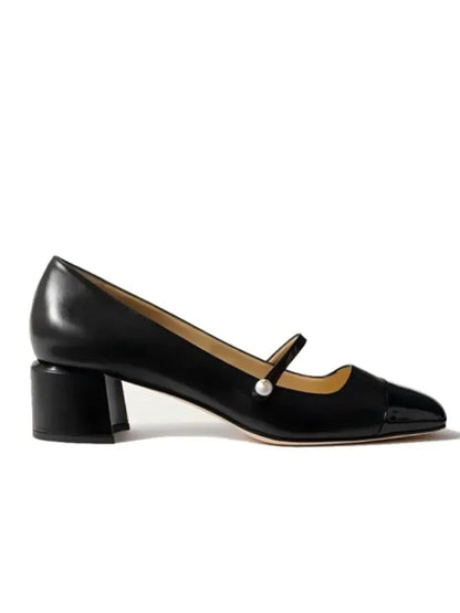 Women's New 4cm Thick High Heels Mary Jane Single Shoes Square Head Shallow Mouth Office Women's Size 34-46 Large Women's Shoes
