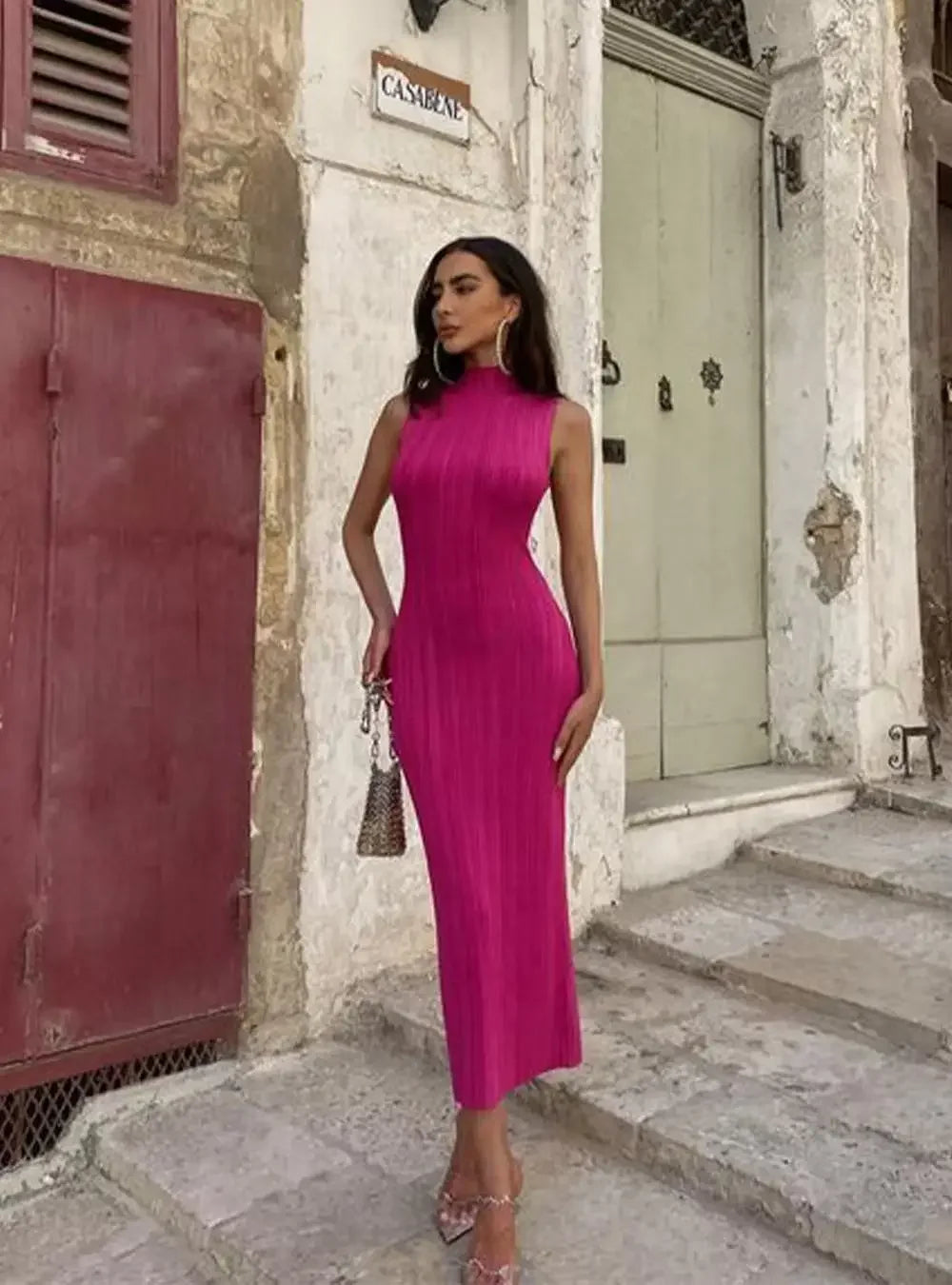 Spring Sleeveless Knitwear Turtleneck Long Dress Female Slim Elegant Fashion Autumn Ribbed Knit Dress For Women Maxi Dress