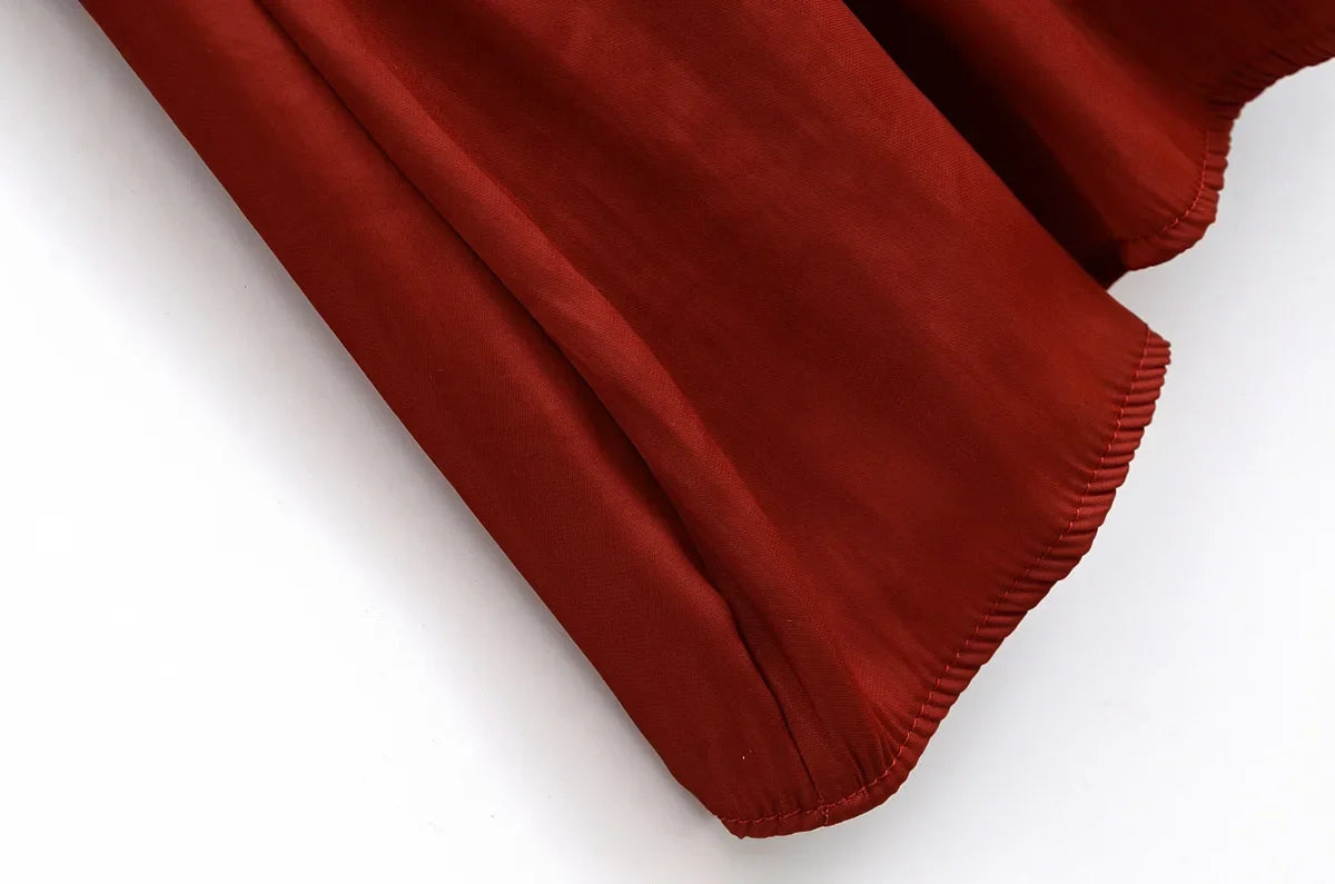 Summer new women's fashion versatile high-end simple round neck sleeveless party silk textured mid-length dress