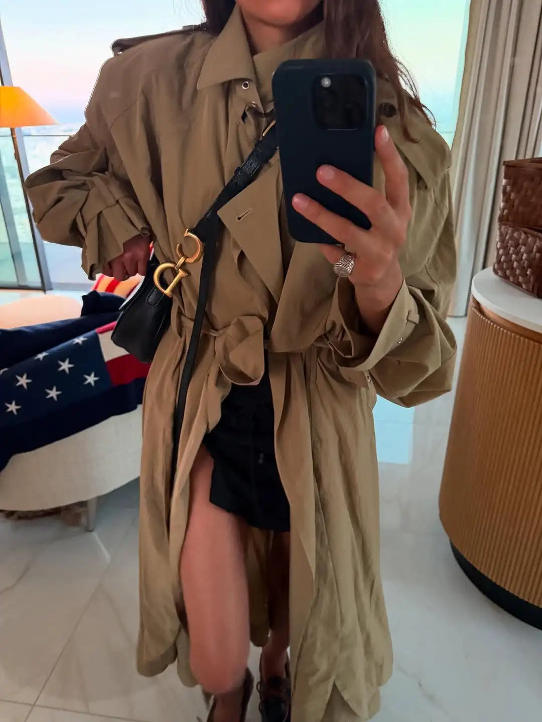 Women Solid Lace Up Windbreaker Fashion Long Sleeve Lapel Collar Loose Jacket Lady New Autumn Commuting High Street Outerwear