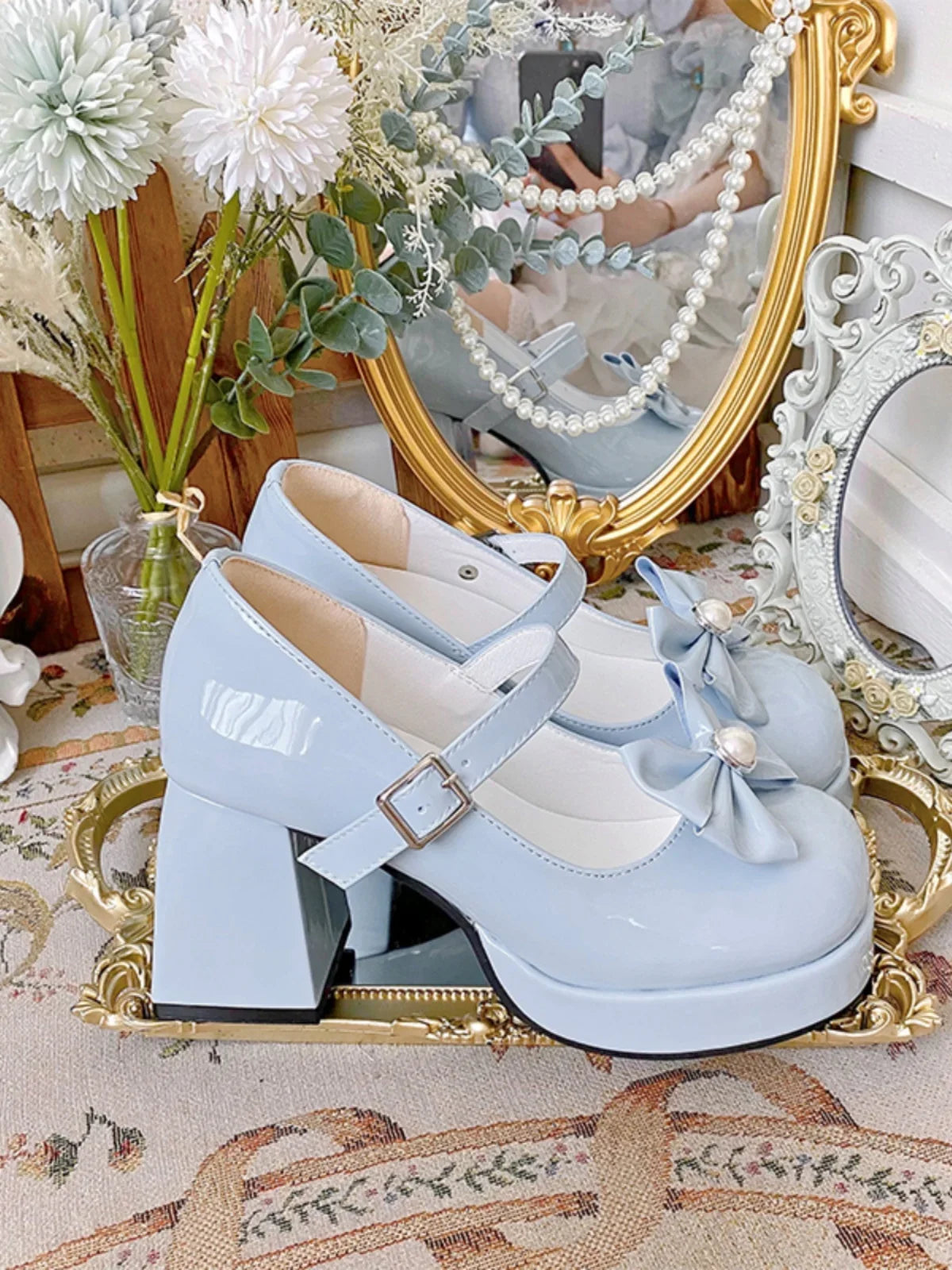 Sweet Original Lolita High Heels Japanese Cute Thick Sole Elevated Round Toe Lolita Medium Heels Lo Shoes Female