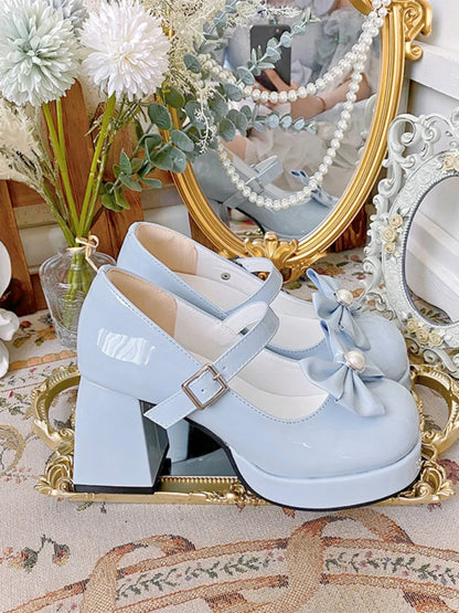 Sweet Original Lolita High Heels Japanese Cute Thick Sole Elevated Round Toe Lolita Medium Heels Lo Shoes Female