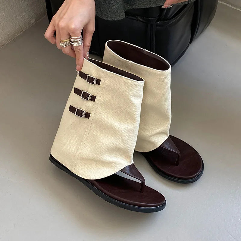New Fashion Open Toe Women Ankle Sandals Boots With Height Increasing Footwear Ladies Short Booties Shoes Female Flip flops