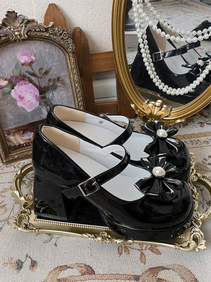 Sweet Original Lolita High Heels Japanese Cute Thick Sole Elevated Round Toe Lolita Medium Heels Lo Shoes Female