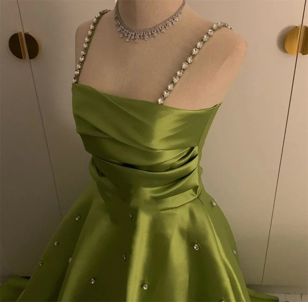 Customized Sparkle Spaghetti Ball gown Party Evening Sequin Draped S Prom Dresse 이브닝드레스 vestidos de ocasión formales платье