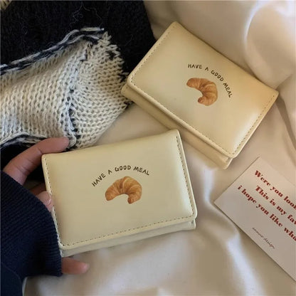 Cute Bread Wallets for Women Ins Korean Style Fashion Simple Designer Card Wallet Square Leather Original Aesthetic Bags