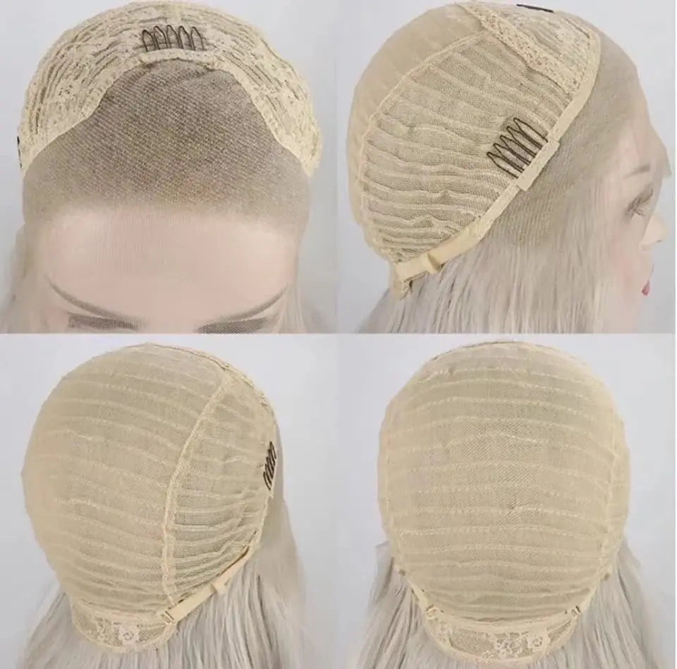 Marquesha 13*4 Curly Synthetic Lace Front Wig for Women Glueless Heat Resistant Fiber Gloden Blonde Lace Wig