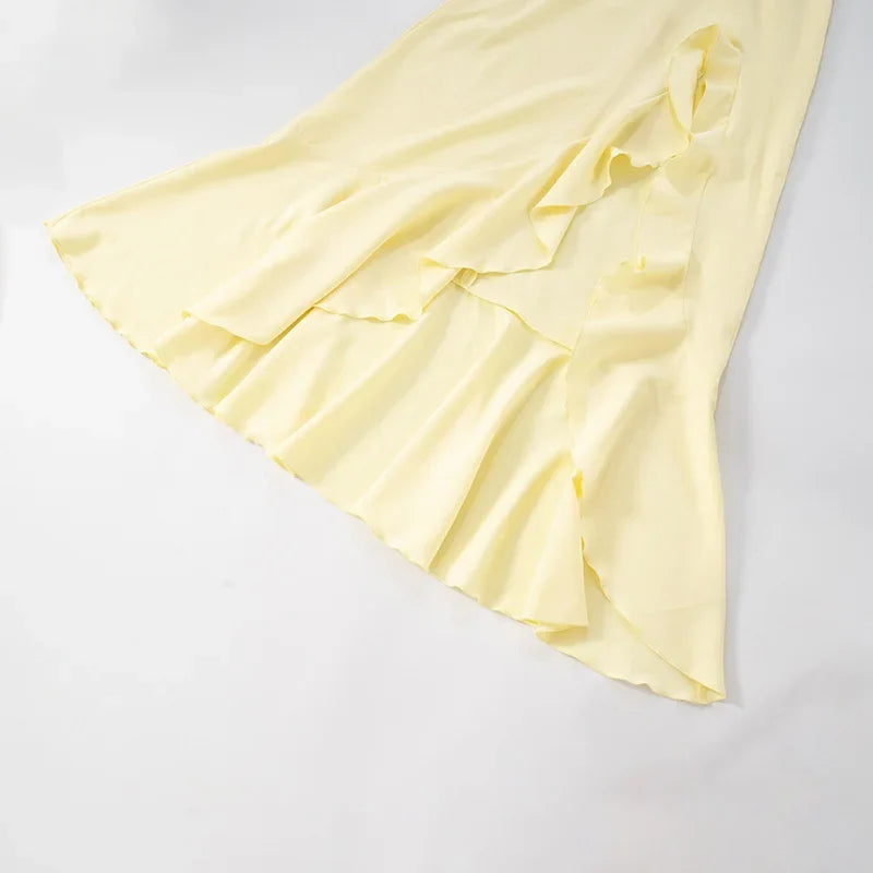Off-shoulder Strapless Ruffled Sexy Maxi Dress Women Summer Fashion Backless Bow Thigh High Split Club Long Dress