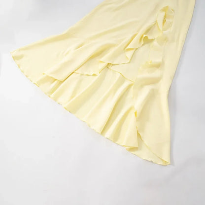 Off-shoulder Strapless Ruffled Sexy Maxi Dress Women Summer Fashion Backless Bow Thigh High Split Club Long Dress