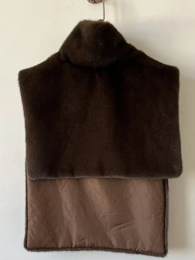 Cool Winter Women Artificial Fur Vest Turtleneck Sleeveless Pullover Female Mink Fur Jacket Instagram-Style Lady Eco Fur Outwear