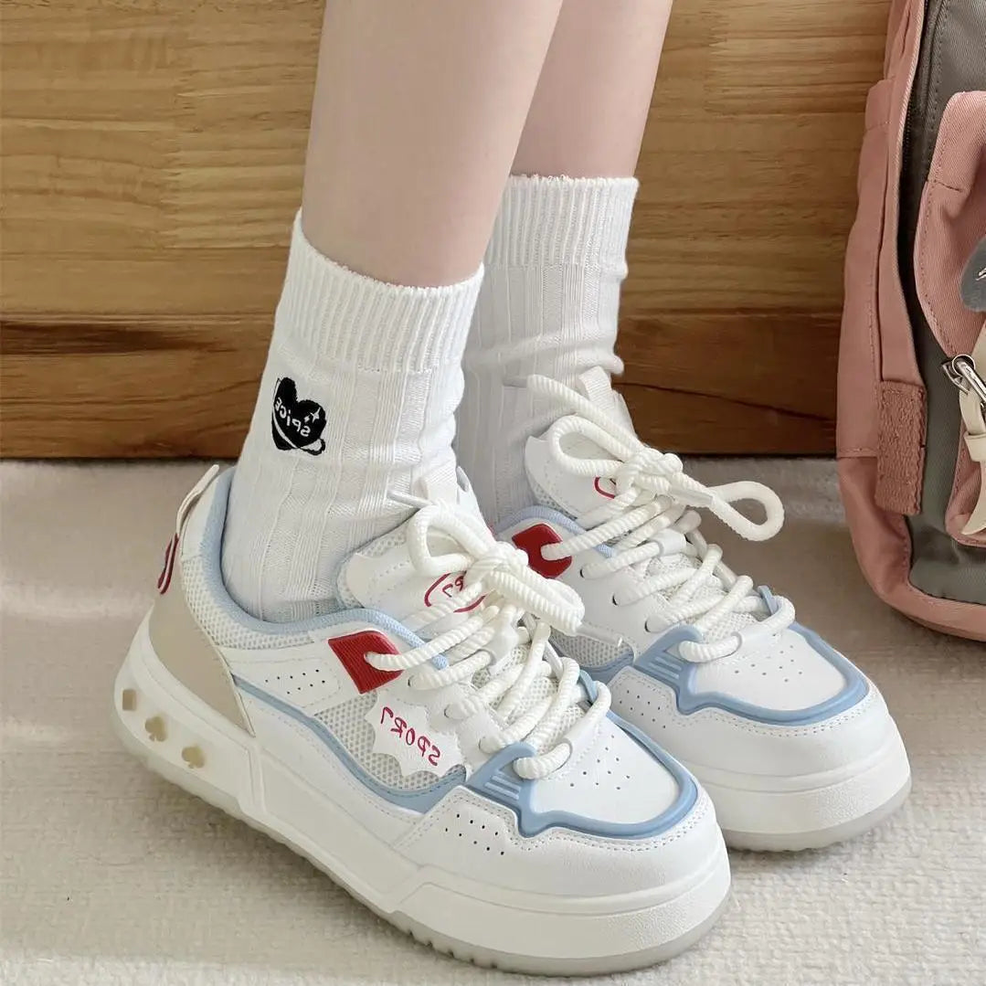 Original Niche Womens Volcanise Shoes Thick Sole Versatile Skateboard Shoes Breathable Lightweight Casual Sneakers