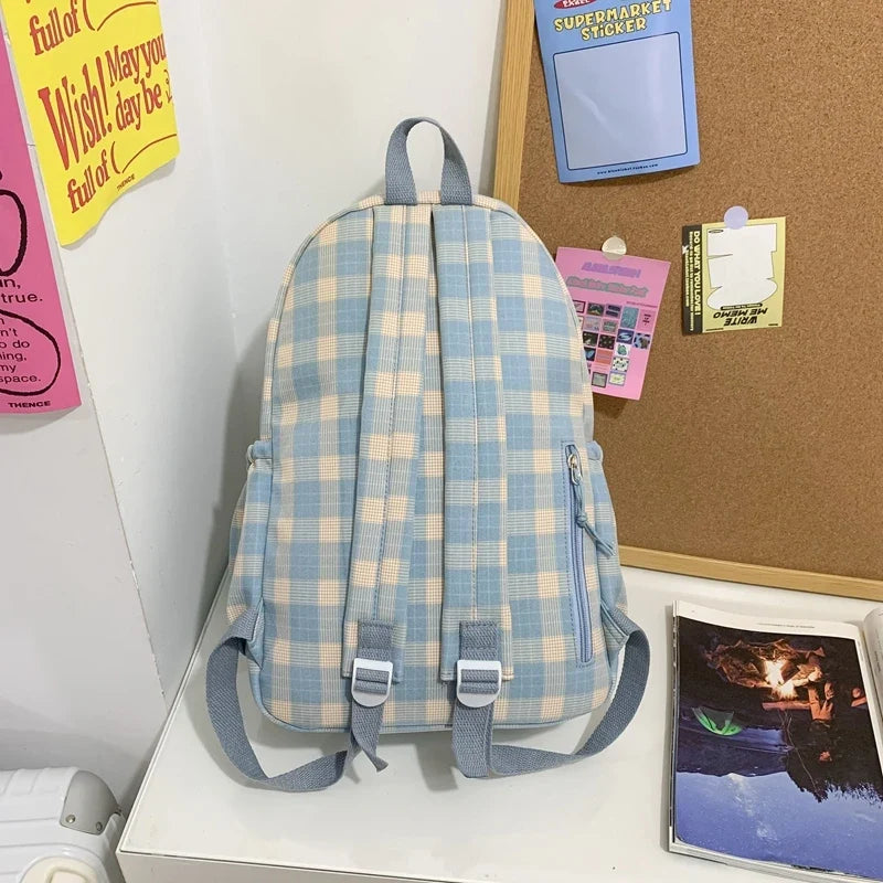 New Fashion Lady Lattice Travel School Bag Female Plaid Cute College Backpack Trendy Women Bag Girl Cool Kawaii Laptop Backpack