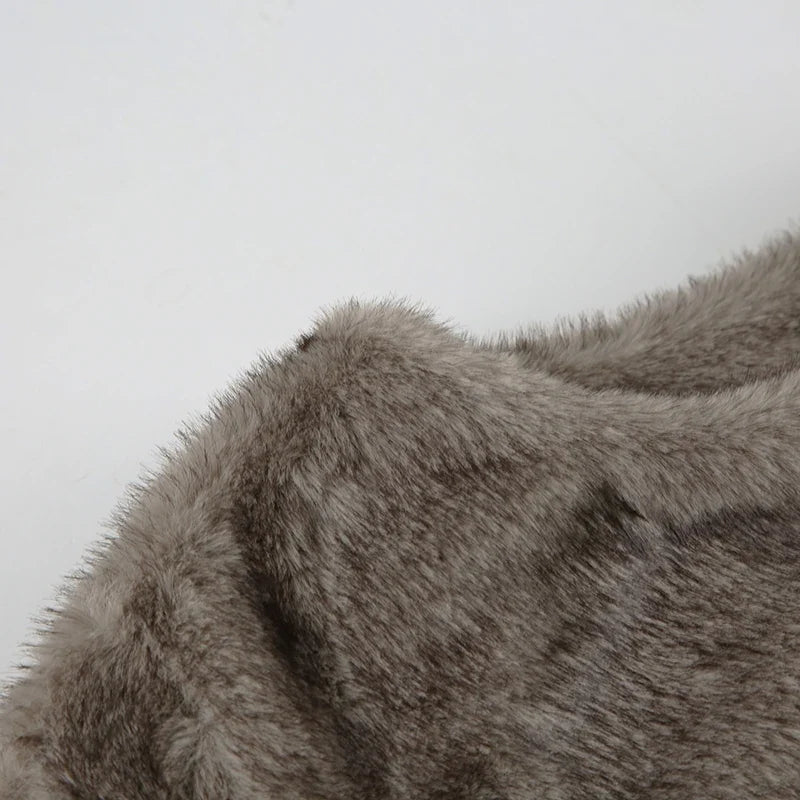 Casual Solid Furry Coats Women Winter Warm Basic Loose Long Sleeve Jackets Fashion Streetwear Korean Style Ladies