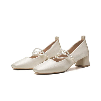 Velvet Shoes Med Square Toe Block Heels High Heeled Sandals Woman Mary Jane Espadrilles Platform Suede Medium Wedding Chunk