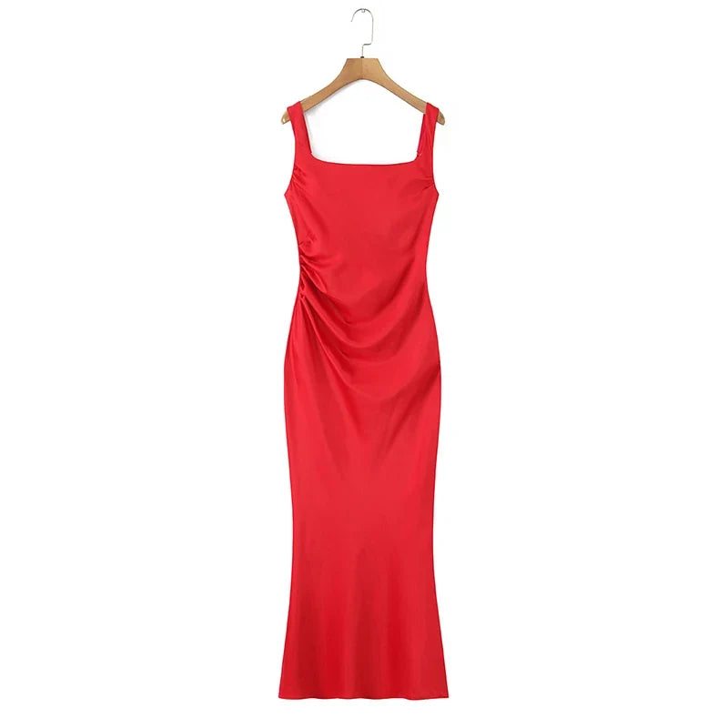 Sexy Sling Long Fishtail Dress For Women Lace Up Back Bodycon Club Elegant Evening Party Dresses