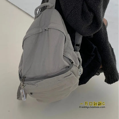 Vintage Backpack for Women Preppy Style Canvas Women Rucksack Zipper Casual Medium-Capacity European-American Style Female Bag