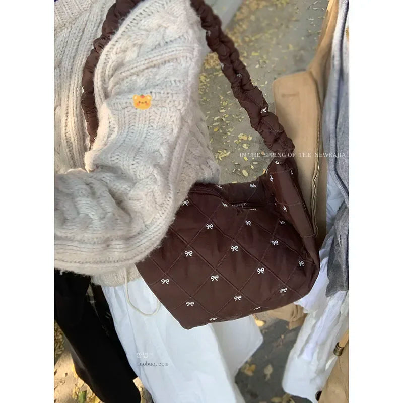 Down Bag for Women New Korean Niche Nylon Versatile Crossbody Single Shoulder Underarm Hobos Bags
