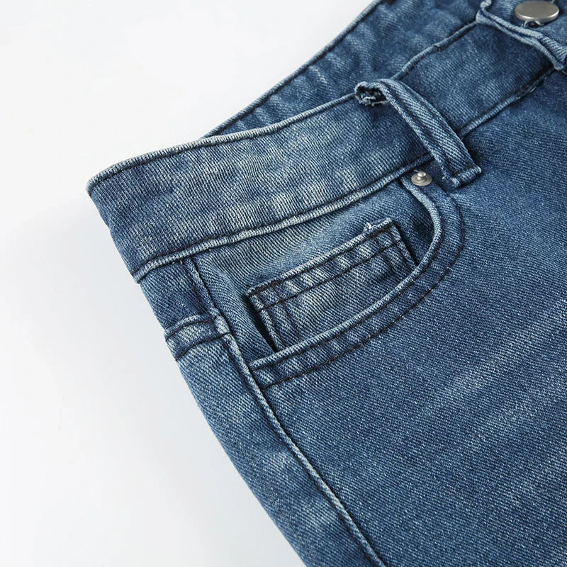 Y2K Blue Straight Jeans Korean Fashion Street Style Denim Pants Basic Casual Harajuku Slim Fit Trousers Spring Outfit