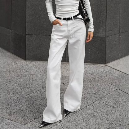 High Street White Straight Versatile Casual Pants Autumn Winter Fashion New Style Trousers