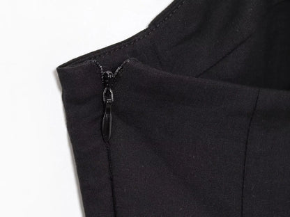 Women's Commuter Retro Dress Summer New Black Suspender Multi-layered Stitching Beach Holiday Dress Sexy V-neck Casual Fashion