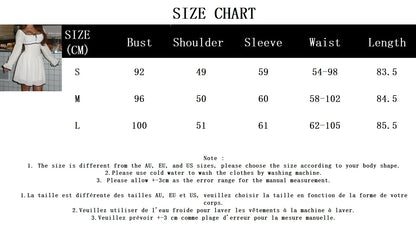 White Elegant A-line Mini Dress Women 2025 New Spring Square Collar Long Sleeve Vestidos High Waist Casual Fashion Short Dresses