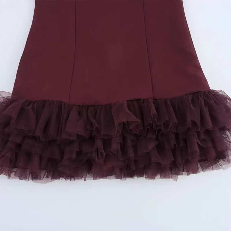 Sequin Round Neck Long Sleeve Feather Trim Bodycon Mini Dress