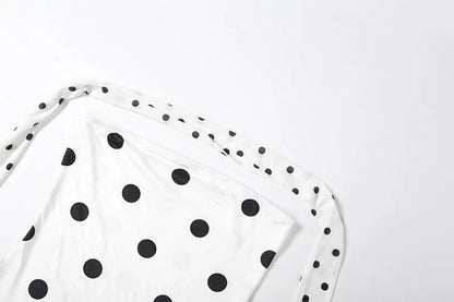 Sexy White Dot Print Strapless Maxi Dress with Matching Scarf for Women Summer Sleeveless Mesh Patchwork Vacation Dress