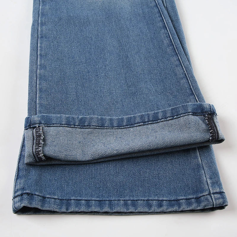Casual Washed Stright Leg Denim Trousers Fashion Long Jeans Lady Basic Low Rise Daily Bottoms Street Style Capris New