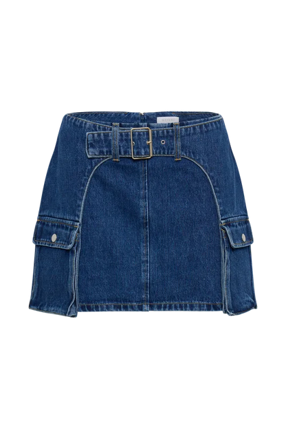 Classic Denim Shirt Slim Skirt Woman's Set Vintage One Shoulder Lace Up Tops A-lined High Waist Skirts Sets Female Chic Street