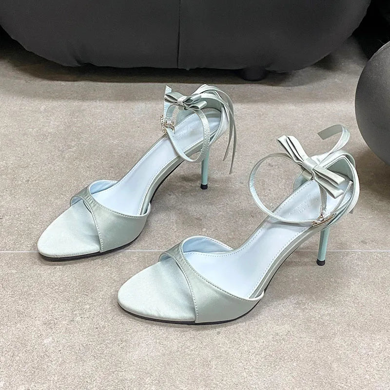 Luxury Female Butterfly-Knot Footwear Pumps Ladies High Heels Shoes Fashion Pointed Toe Women Thin Heels Shoes 2025 New
