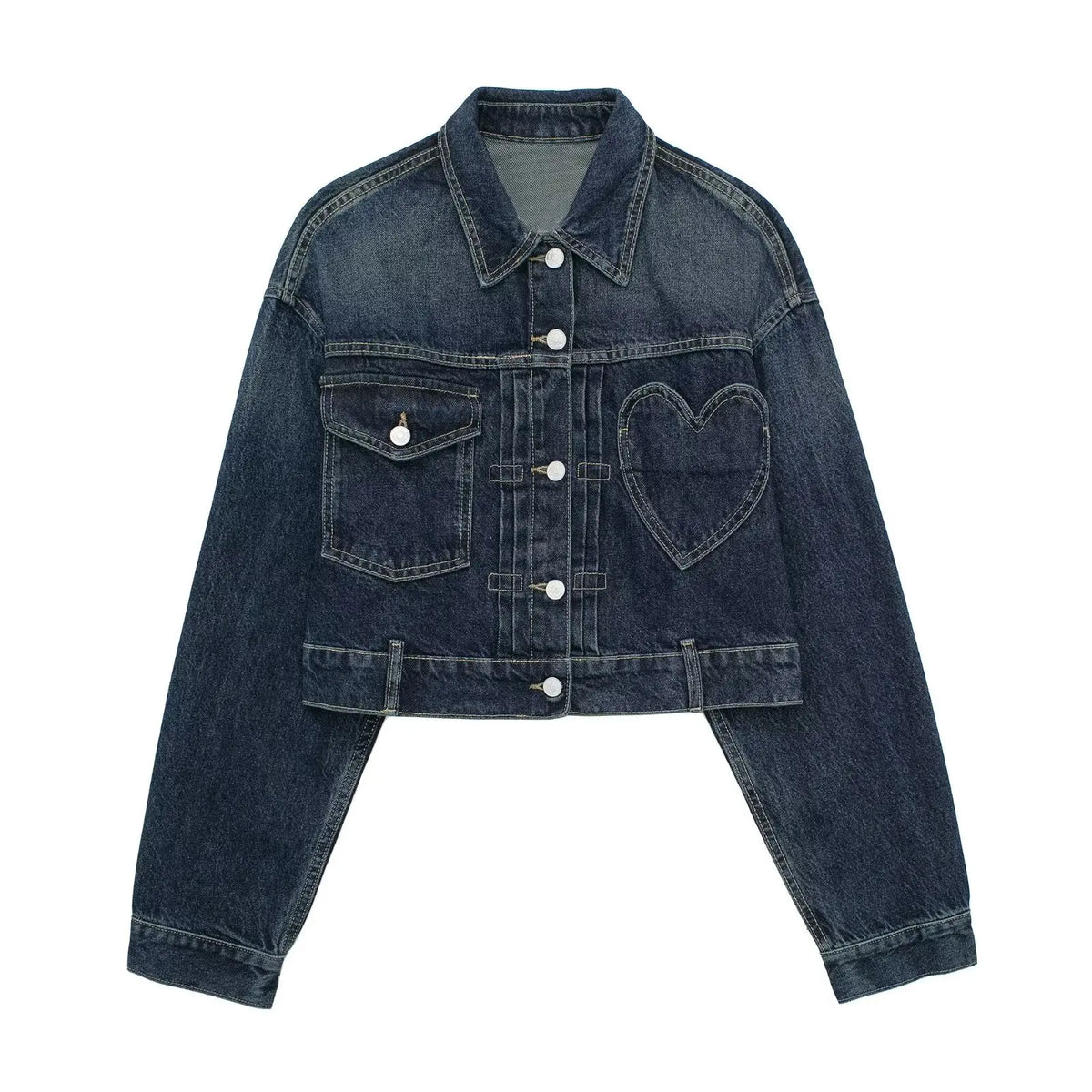 Women's New Plus Size Heart-shaped Pocket Denim Jacket Jacket for Women
