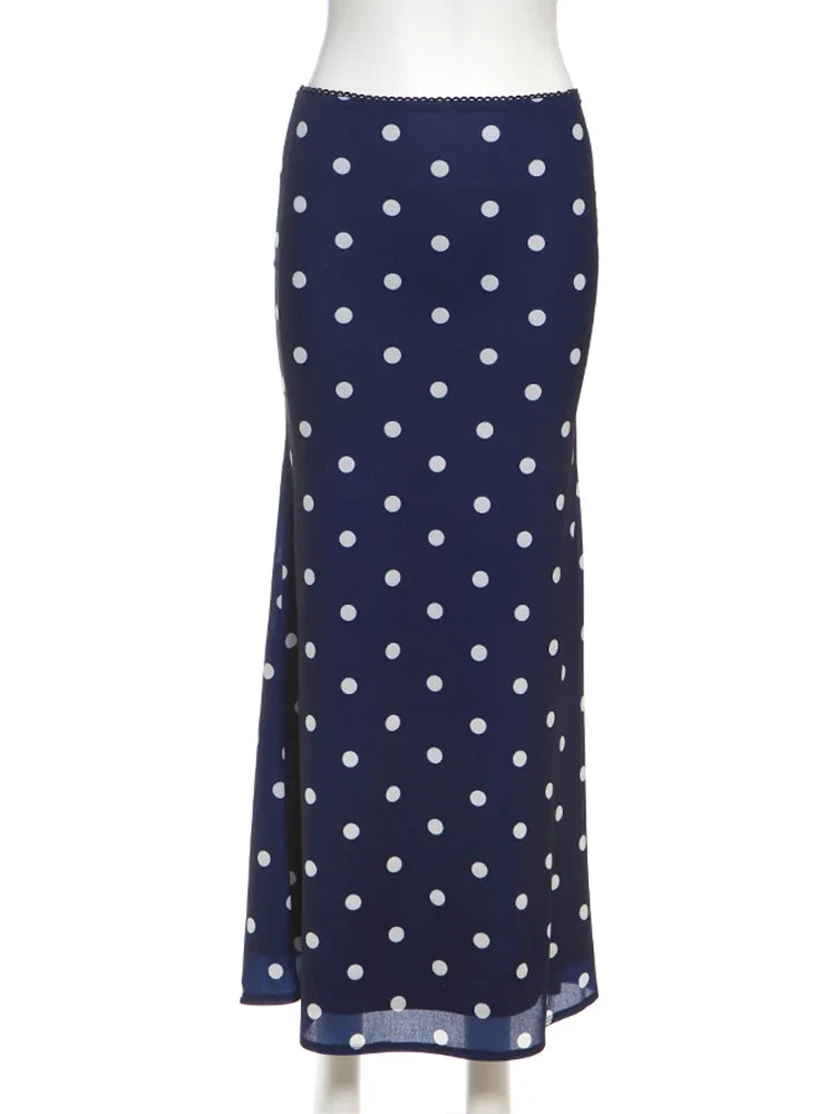 Sexy Polka Dot Print 2-Piece Set Women Halter Bandage Halter Backless Sleeveless Mini Tops+Straight Skirt Matching Suit