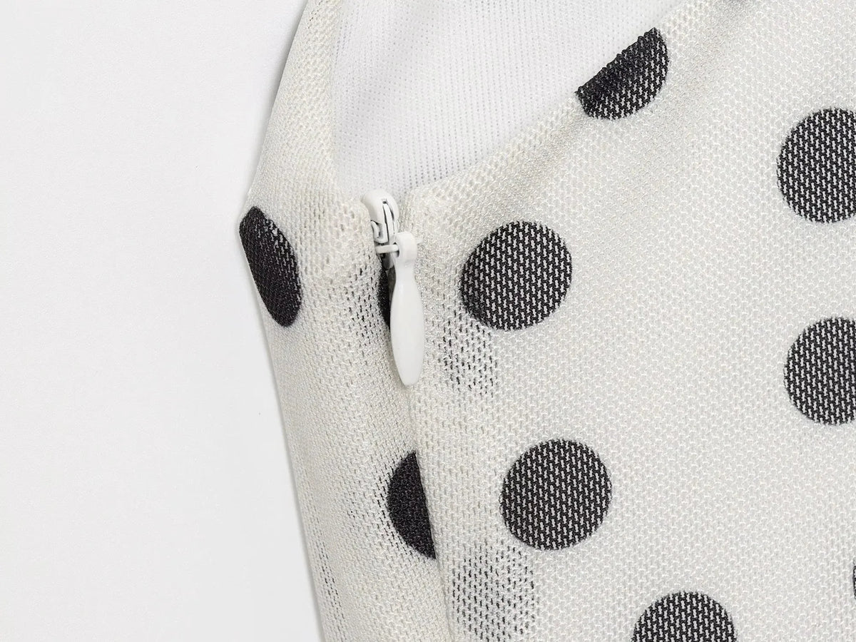 Women's Vintage Polka Dot Printed Midi Dress Summer Holiday Sleeveless Hem Transparent V-Neck Backless Casual Suspender Dress