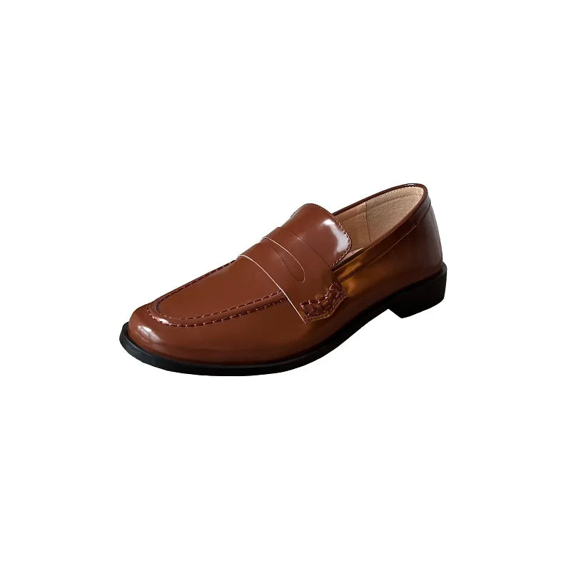 Simple Flats for Women Slip On Round Toe Loafers Genuine Leather Casual Flat Shoes Spring Autumn Loafers Basic Style Footwear