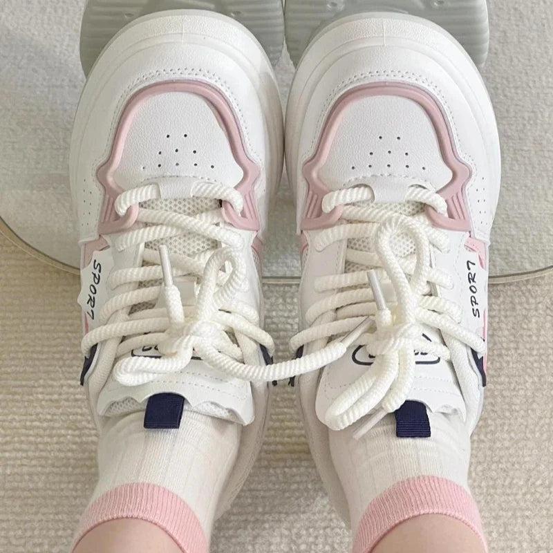 Original Niche Womens Volcanise Shoes Thick Sole Versatile Skateboard Shoes Breathable Lightweight Casual Sneakers